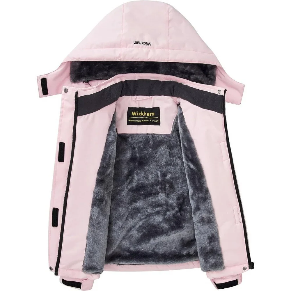 Girl's Waterproof Ski Jacket Winter Warm Fleece Lined Snow Windproof Jackets Rem